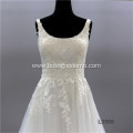 Sleeveless White backless Lace Wedding Dress for bride Champagne color